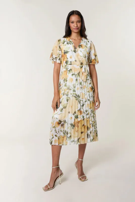 Short Sleeve Wrap Pleat Dress by Blue Vanilla made by Blue Vanilla