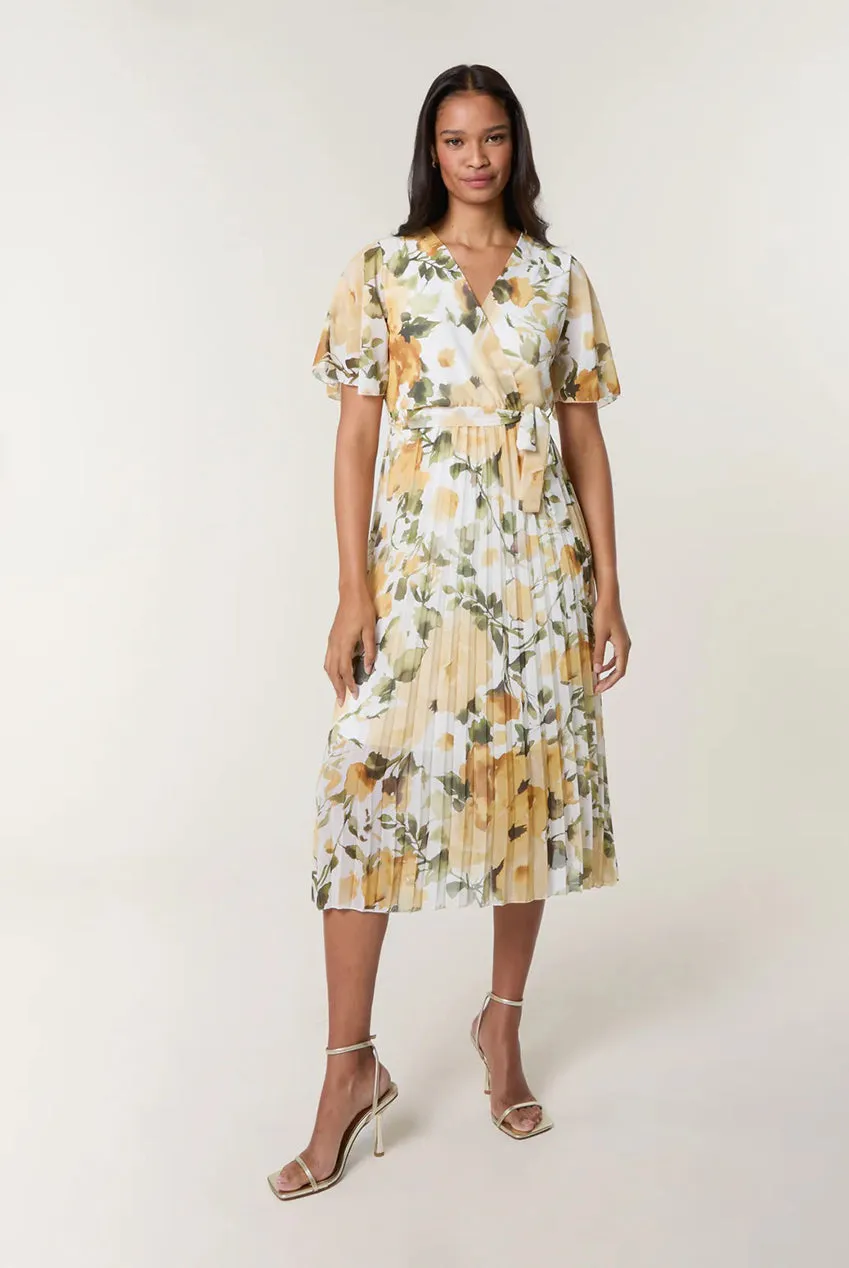 Short Sleeve Wrap Pleat Dress by Blue Vanilla sold by Goddiva