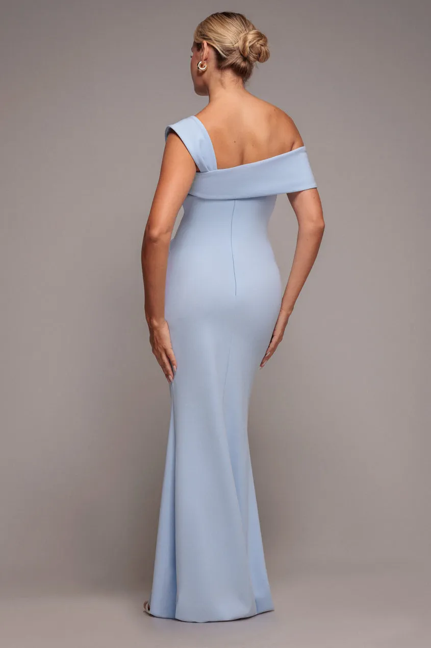 Off The Shoulder Pleated Waist Maxi Dress - Powder Blue by Goddiva sold by Goddiva product image thumbnail 2