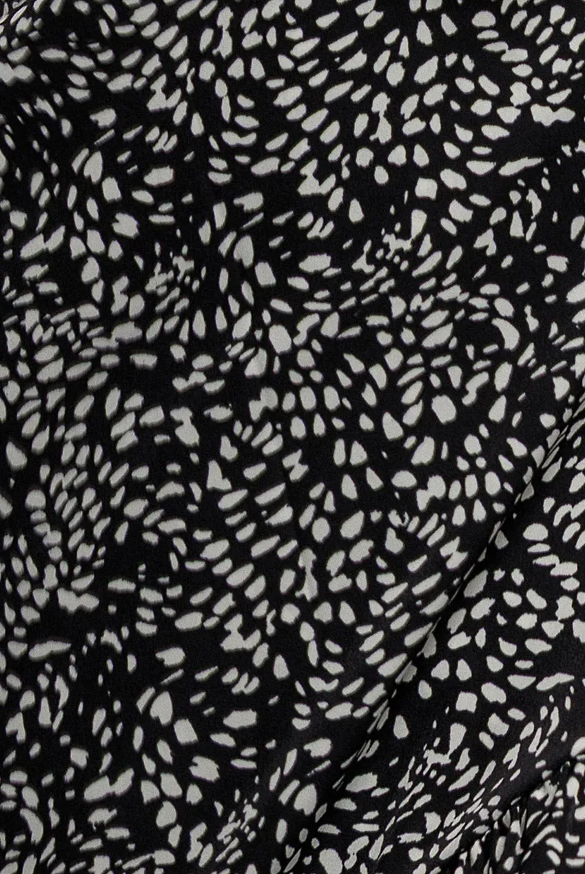 Spaghetti Strap Polka Dot Wrap Midi Dress - Black White by Goddiva sold by Goddiva product image thumbnail 5