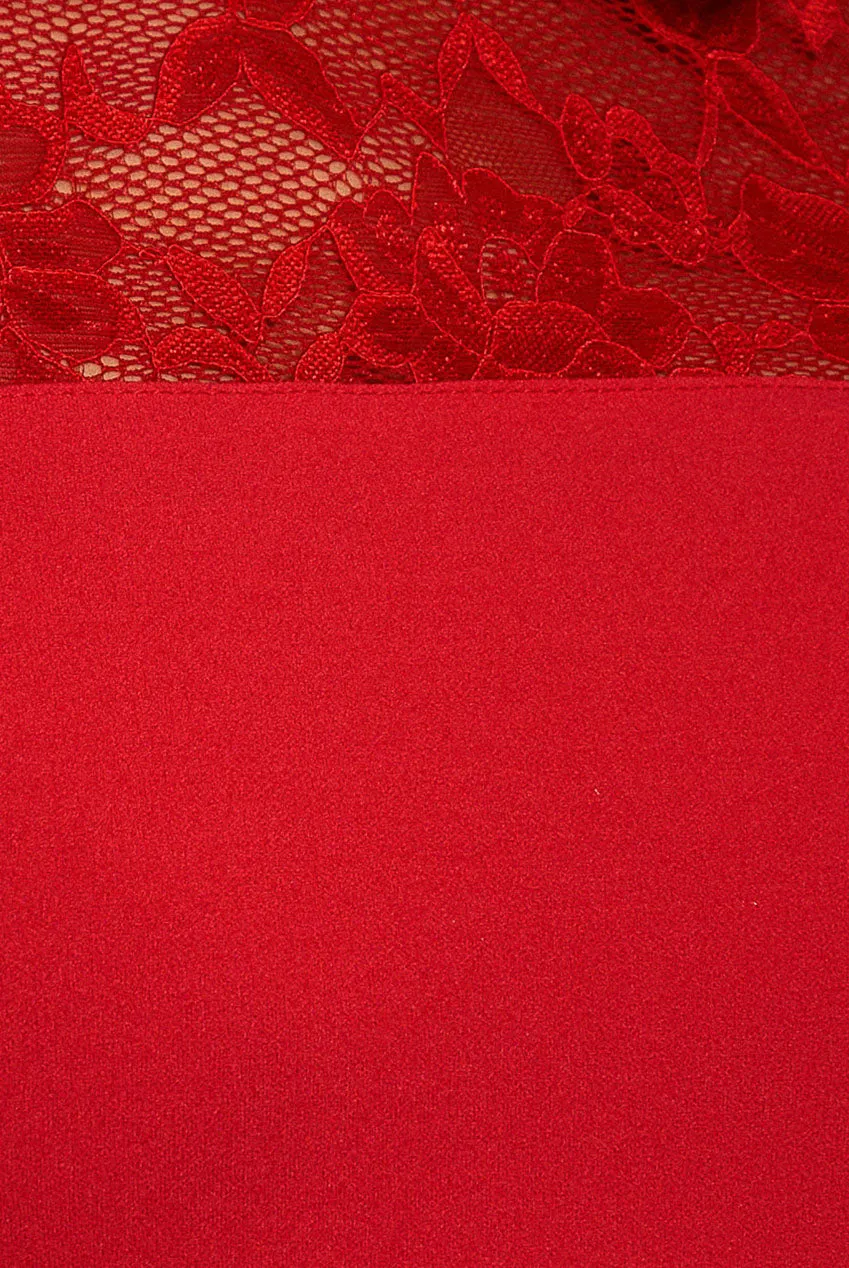 Lace Detail Bodycon Collar Midi Dress - Red by Goddiva sold by Goddiva product image thumbnail 5