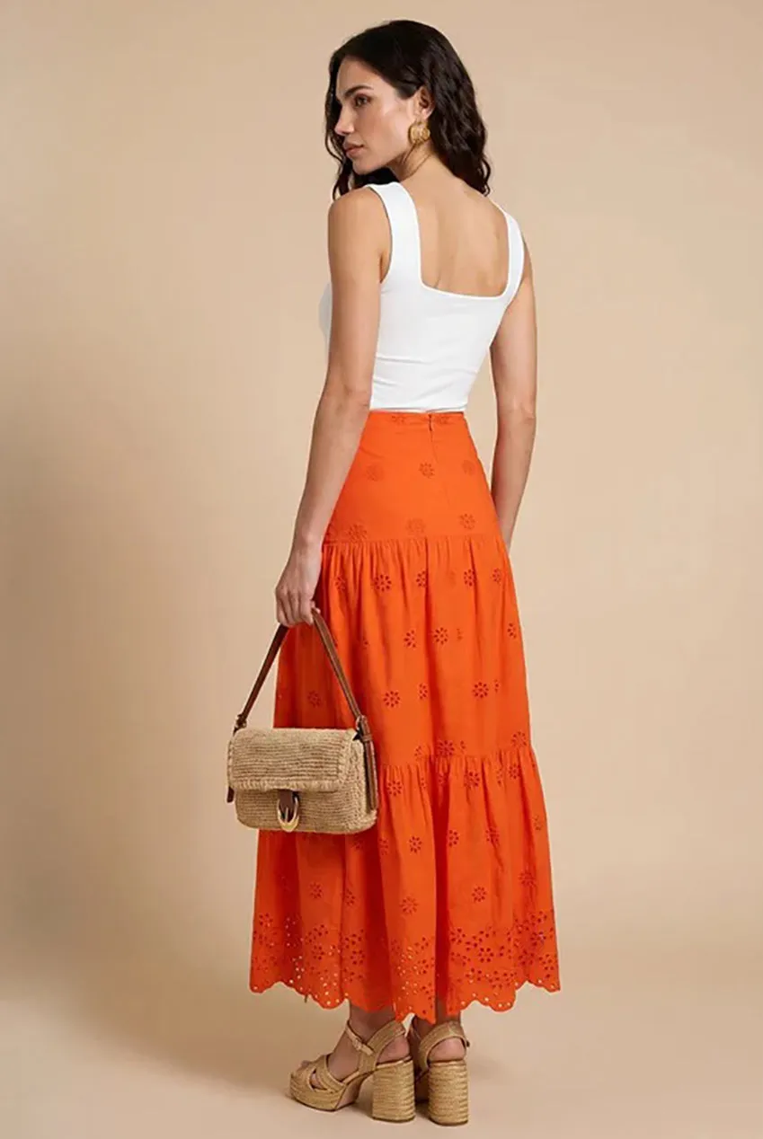 Broderie Maxi Skirt Orange by Urban Bliss sold by Goddiva product image thumbnail 2