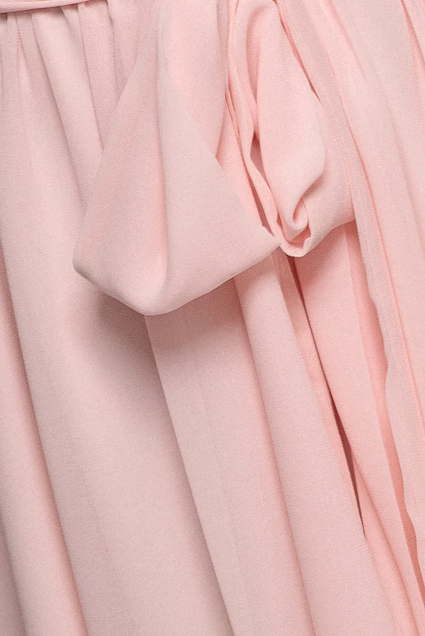 Flutter Sleeve Wrap Mini Dress With Elasticated Waist - Soft Pink by Goddiva sold by Goddiva product image thumbnail 5