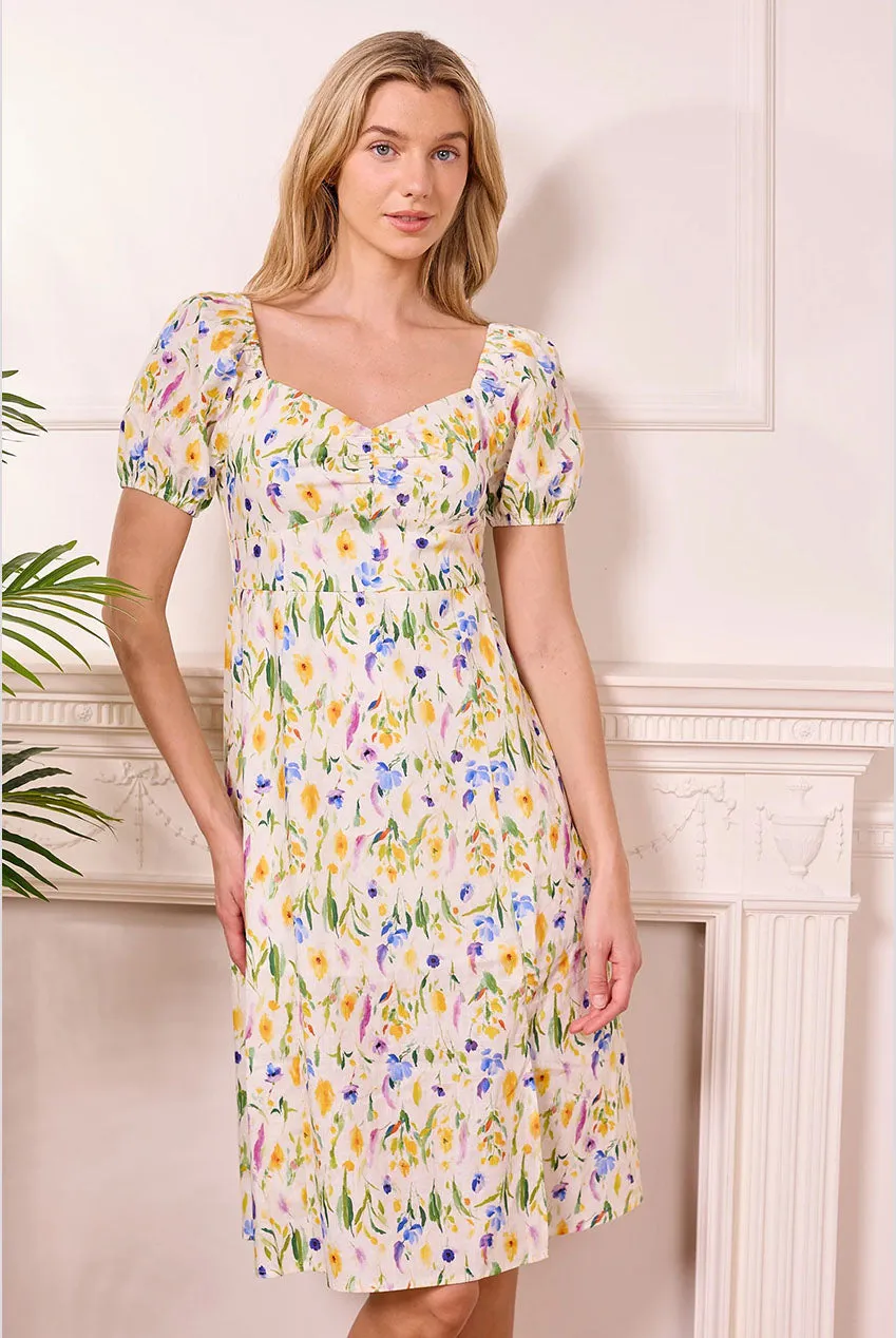 Ditsy Floral White Midi Summer Dress by Angeleye sold by Goddiva