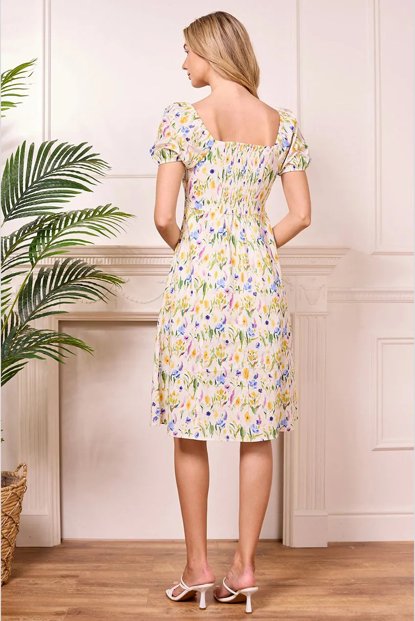 Ditsy Floral White Midi Summer Dress by Angeleye sold by Goddiva product image thumbnail 2