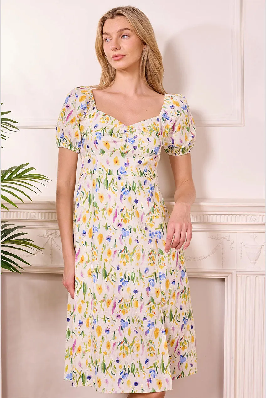 Ditsy Floral White Midi Summer Dress by Angeleye sold by Goddiva product image thumbnail 3