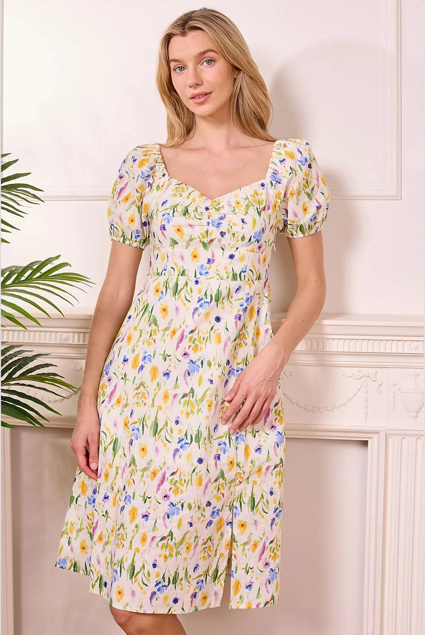 Ditsy Floral White Midi Summer Dress by Angeleye sold by Goddiva product image thumbnail 4