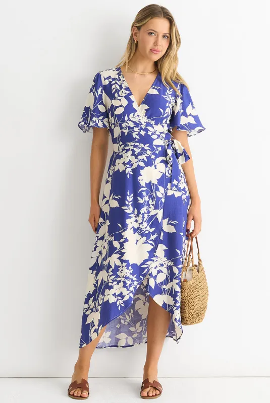 Viscose Floral Wrap Midi Dress by Gini London made by Goddiva