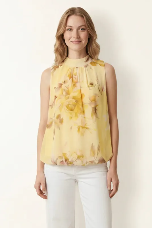 Sleeveless High Neck Puffball Blouse by Blue Vanilla made by Blue Vanilla