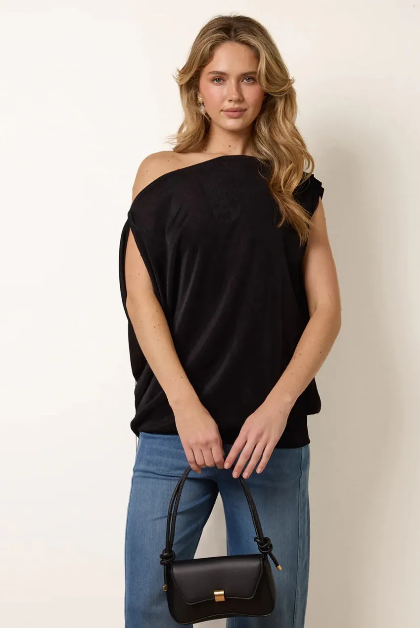 Deep Band Slinky Oversize Tunic Top by Blue Vanilla sold by Goddiva