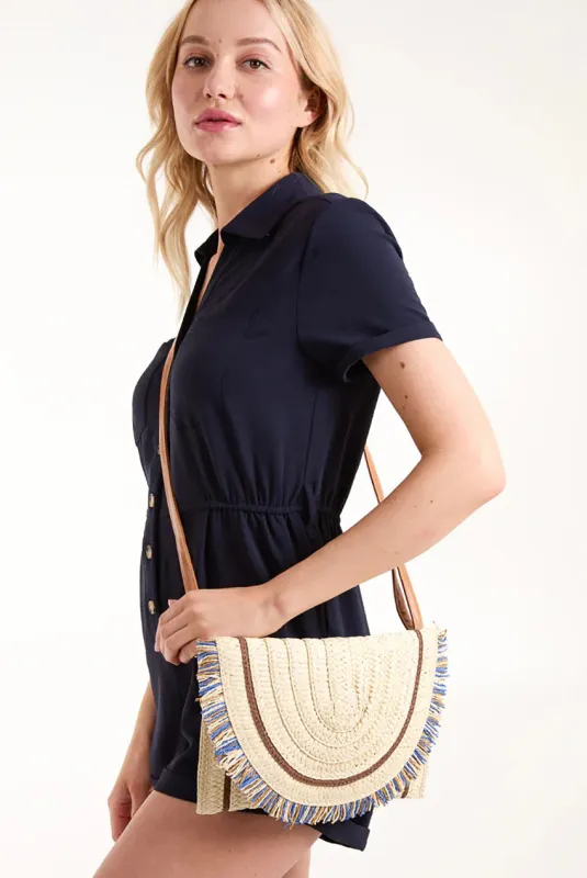 Woven Fringe Detail Clutch Bag With Attachable Strap by Blue Vanilla made by Blue Vanilla