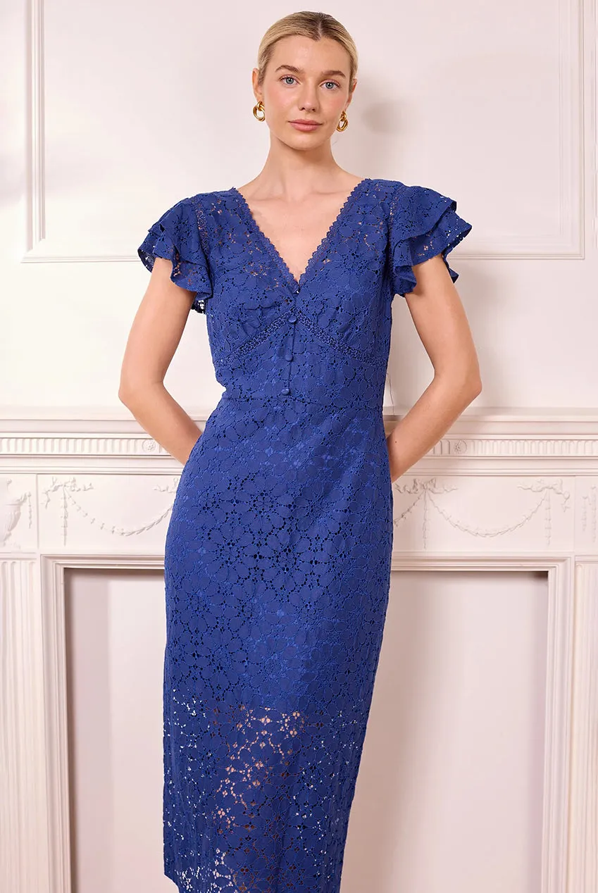 Navy Lace Midi Dress by Angeleye sold by Goddiva product image thumbnail 5