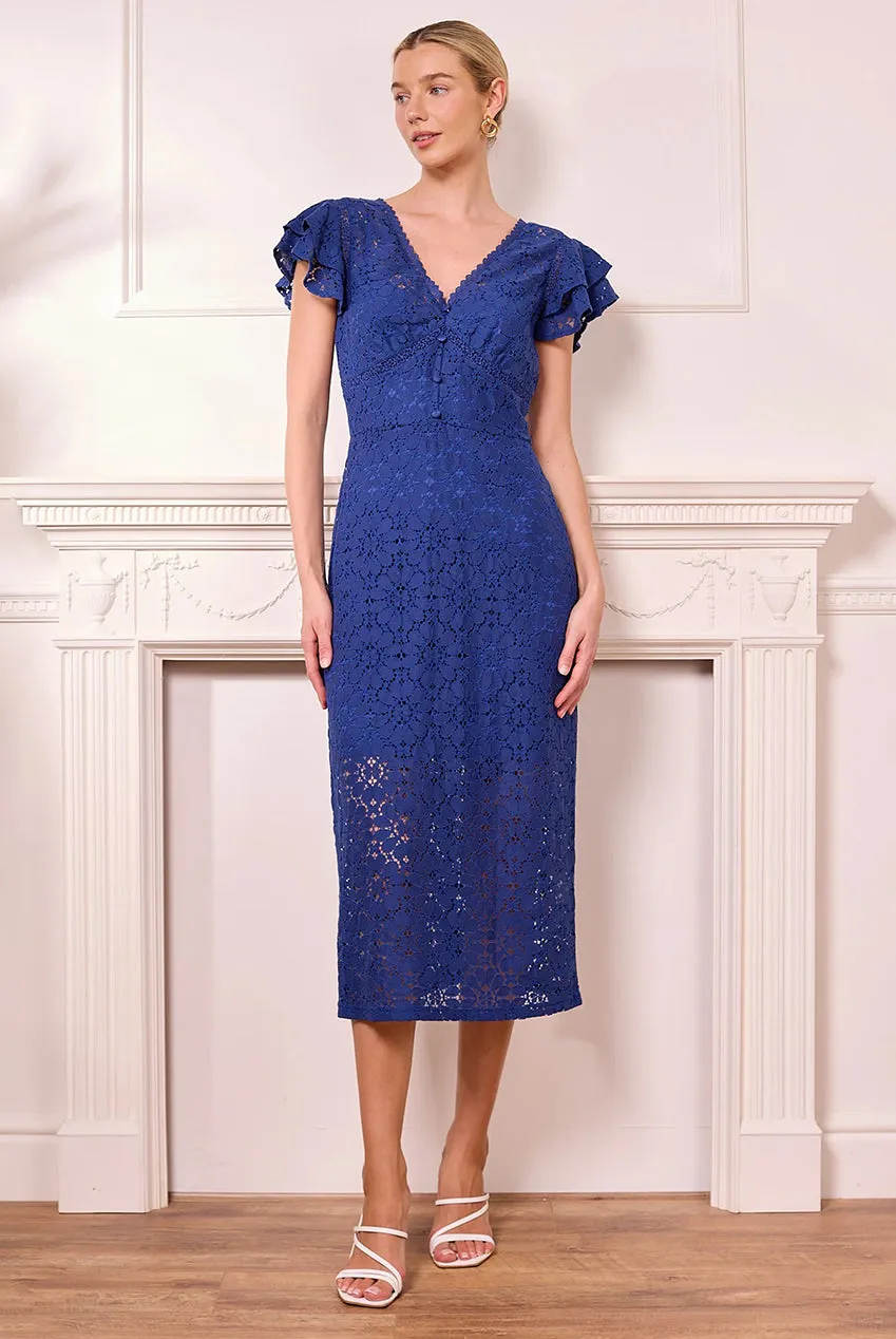Navy Lace Midi Dress by Angeleye sold by Goddiva product image thumbnail 3