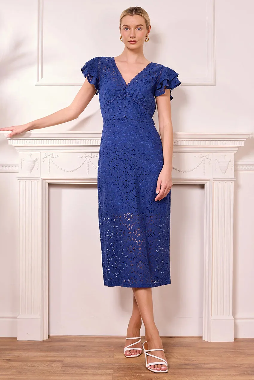 Navy Lace Midi Dress by Angeleye sold by Goddiva product image thumbnail 4