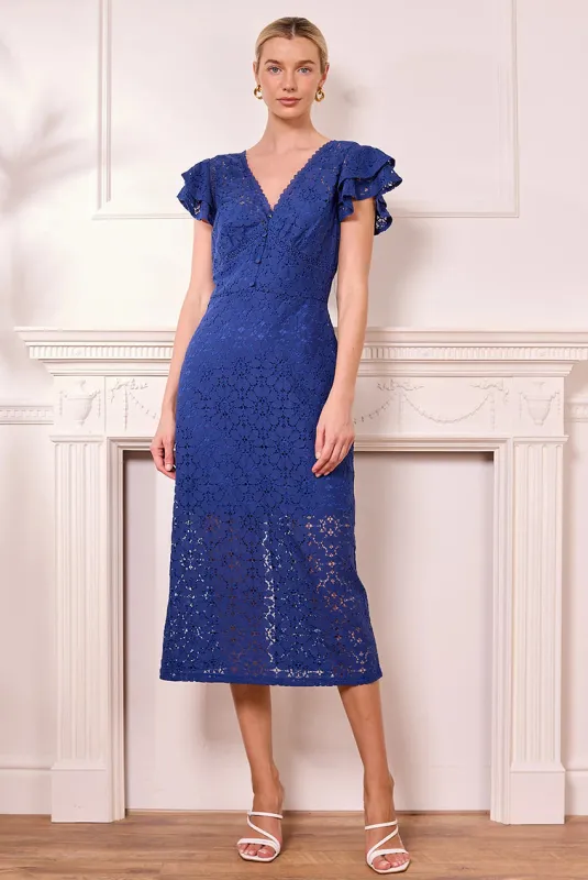 Navy Lace Midi Dress by Angeleye made by Goddiva