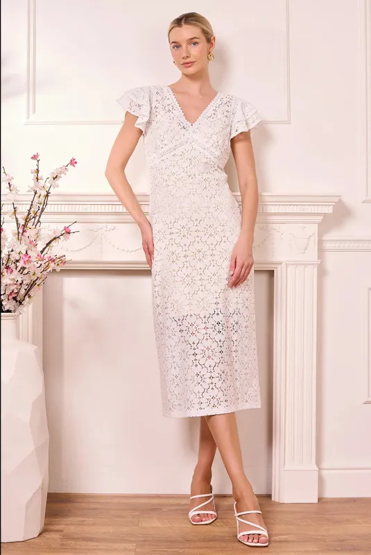 White Lace Midi Dress by Angeleye made by Goddiva