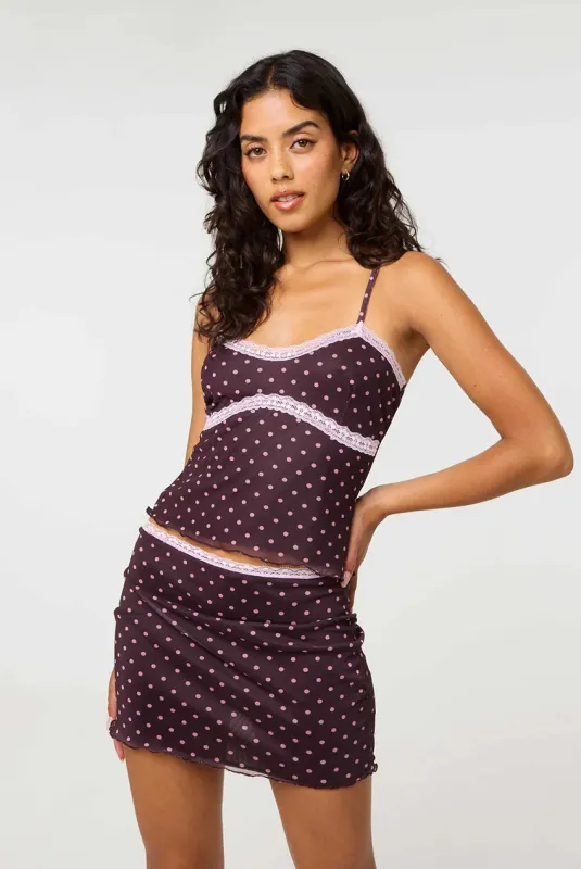 Polka Dot Lace Trim Cami by Pink Vanilla made by PinkVanilla