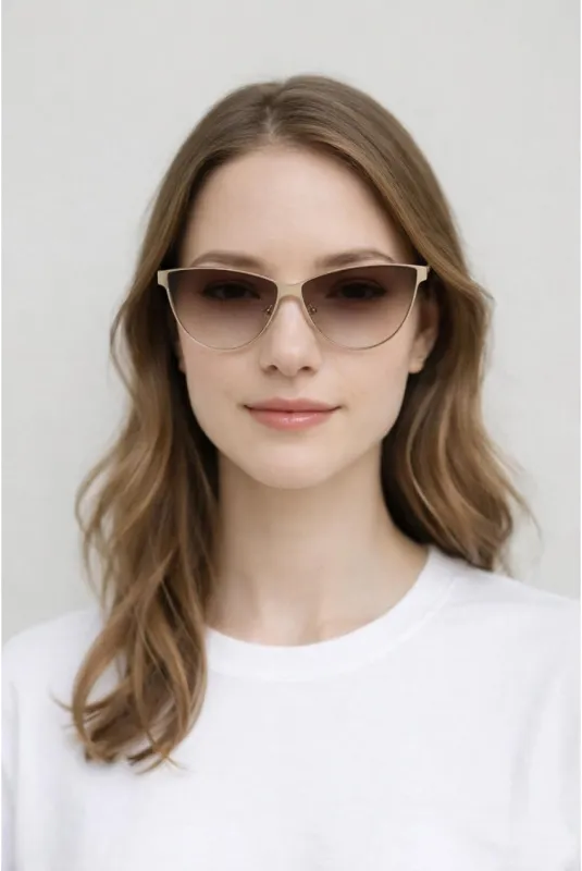 Roung Flat Top Metal Sunglasses In Brown by SVNX made by Goddiva