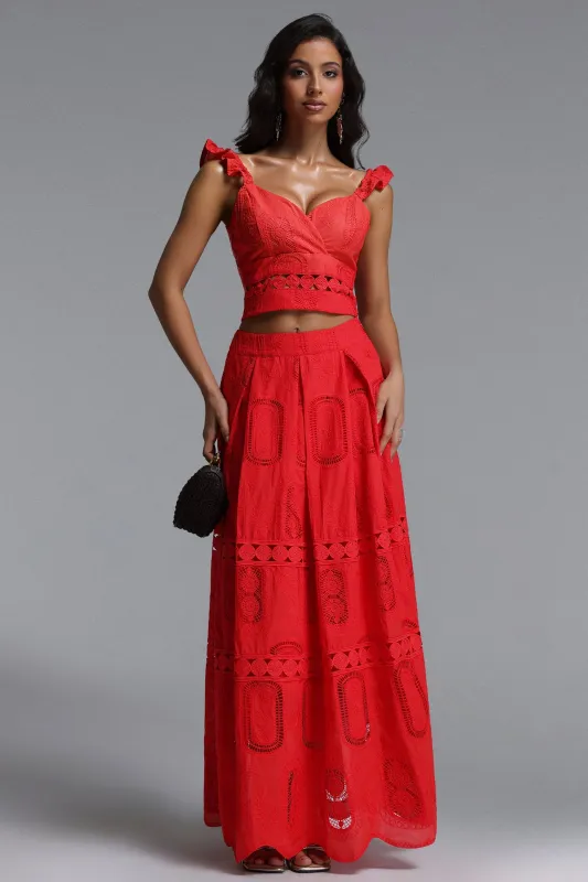 Lali Resort Flowy V Neck Sleeveless Ruffle Woven Top And Skirt Two Piece Set by Bella Barnett made by Bella Barnett