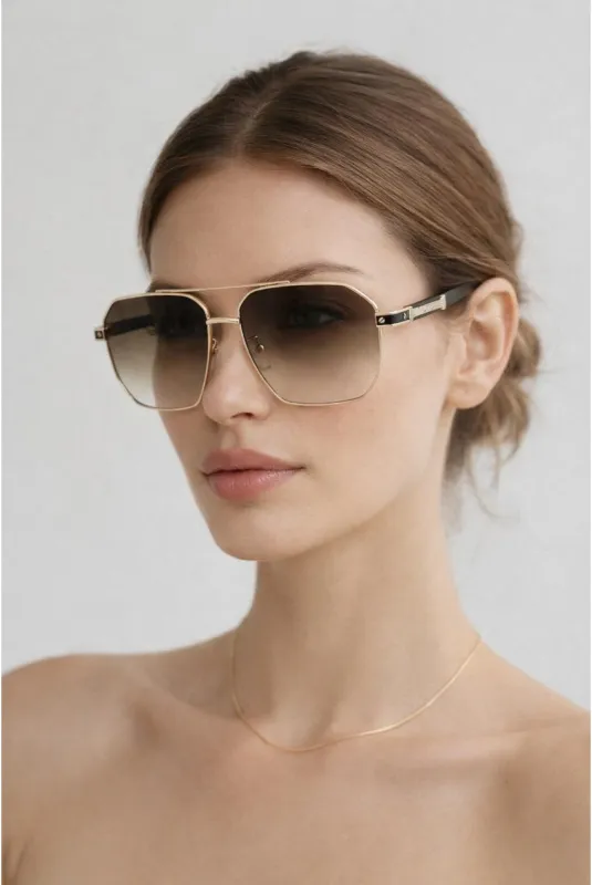 Retro Square Navigator Sunglasses In Brown by SVNX made by Goddiva