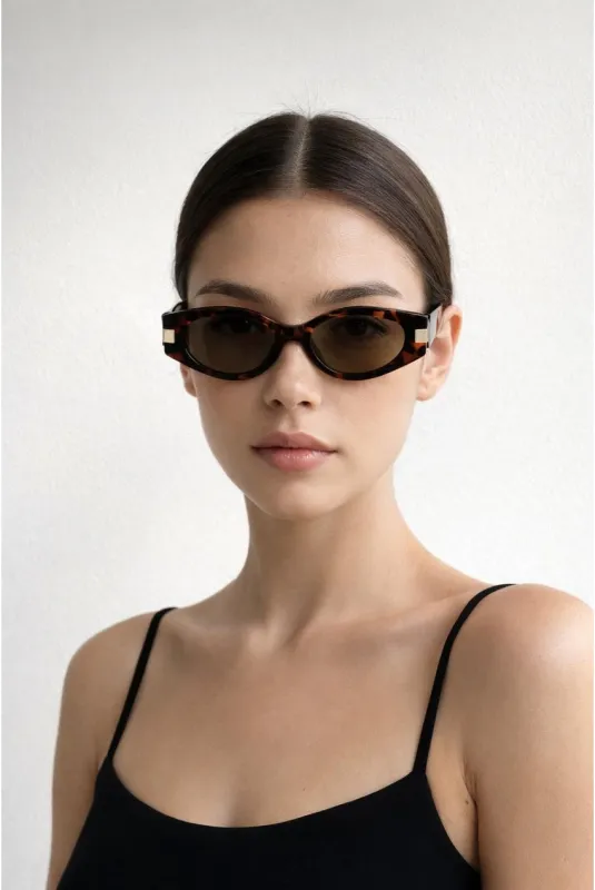 Oval Metal Detail Sunglasses In Tortoiseshell by SVNX made by Goddiva
