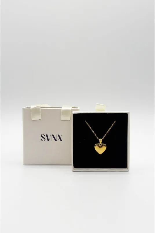 Heart Pendant Necklace In Gold - Gift Boxed by SVNX made by Goddiva