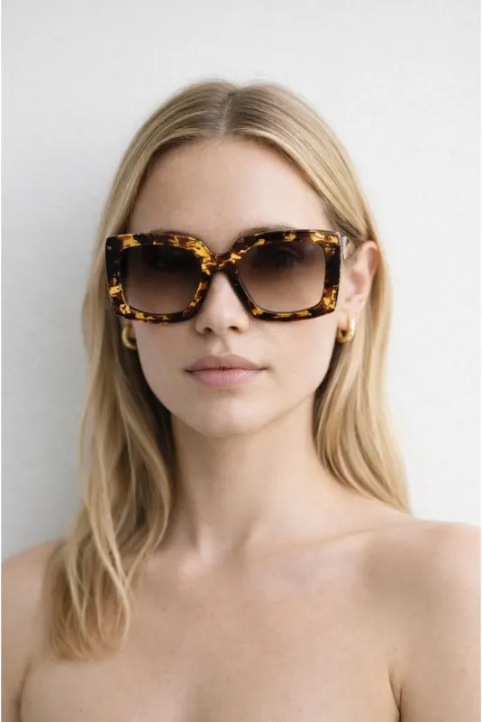 Oversized Square Sunglasses In Tortoiseshell by SVNX made by Goddiva