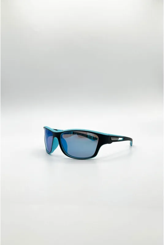 Basic Outdoor Sports Racer Sunglasses In Blue With Case by SVNX made by Goddiva