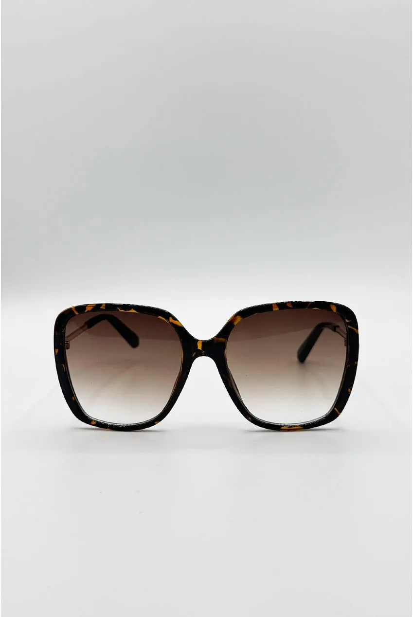 Oversized Square Sunglasses In Tortoiseshell by SVNX sold by Goddiva product image thumbnail 4