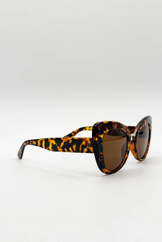 Oversized Cat-Eye Sunglasses In Tortoiseshell by SVNX made by Goddiva