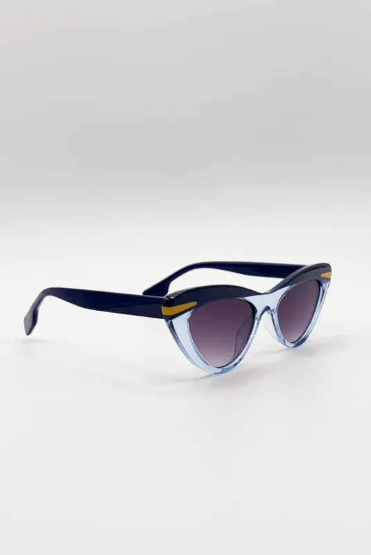 Two Tone Cat-Eye Sunglasses In Blues by SVNX made by Goddiva