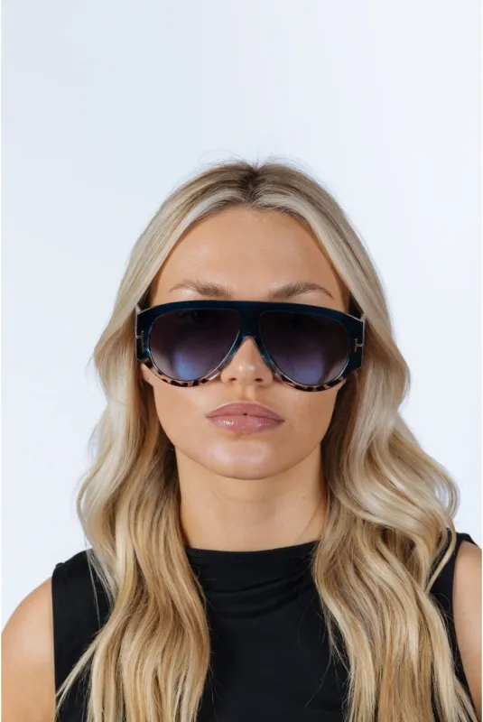 Oversized Rounded Sunglasses Blue Black by SVNX made by Goddiva