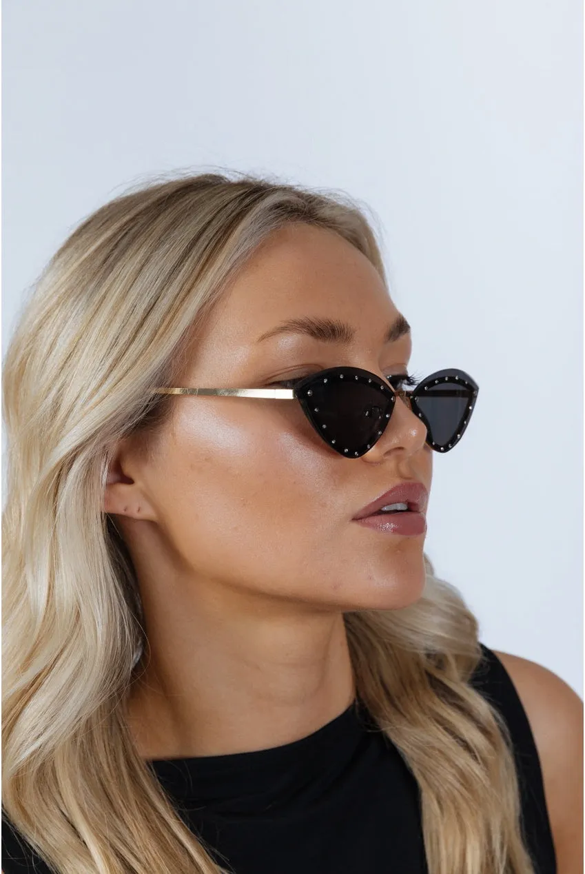Diamante Cat-Eye Sunglasses In Black by SVNX sold by Goddiva product image thumbnail 4