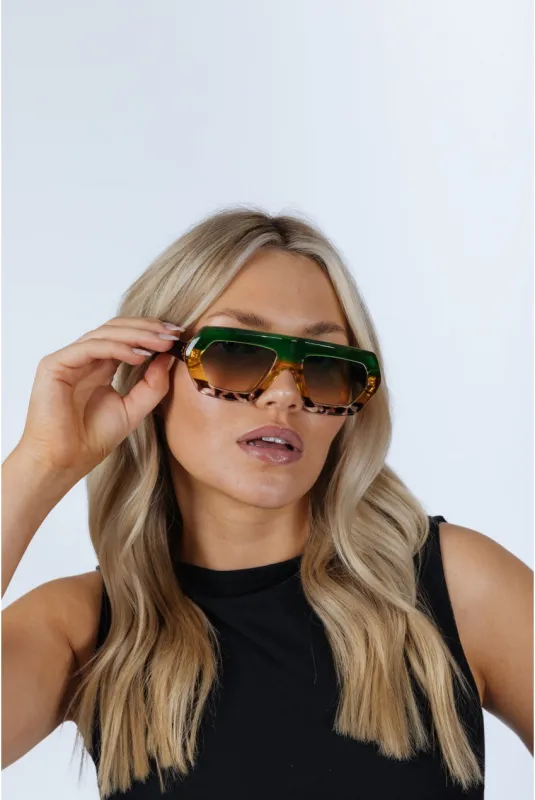 Cross-Border Flat Sunglasses In Multi Print by SVNX made by Goddiva