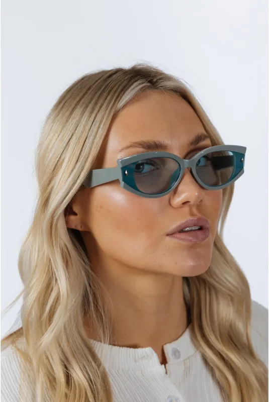 Oval Rectangular Vintage Sunglasses In Blue by SVNX made by Goddiva