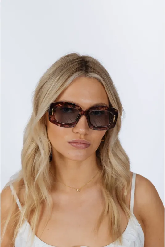 Oversized Chunky Rectangle Sunglasses In Brown Multi by SVNX made by Goddiva