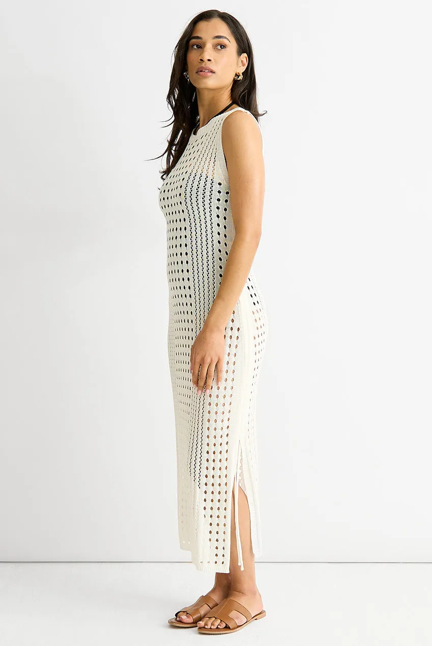 White Crochet Knit Bodycon Midi Dress by Gini London sold by Goddiva product image thumbnail 3