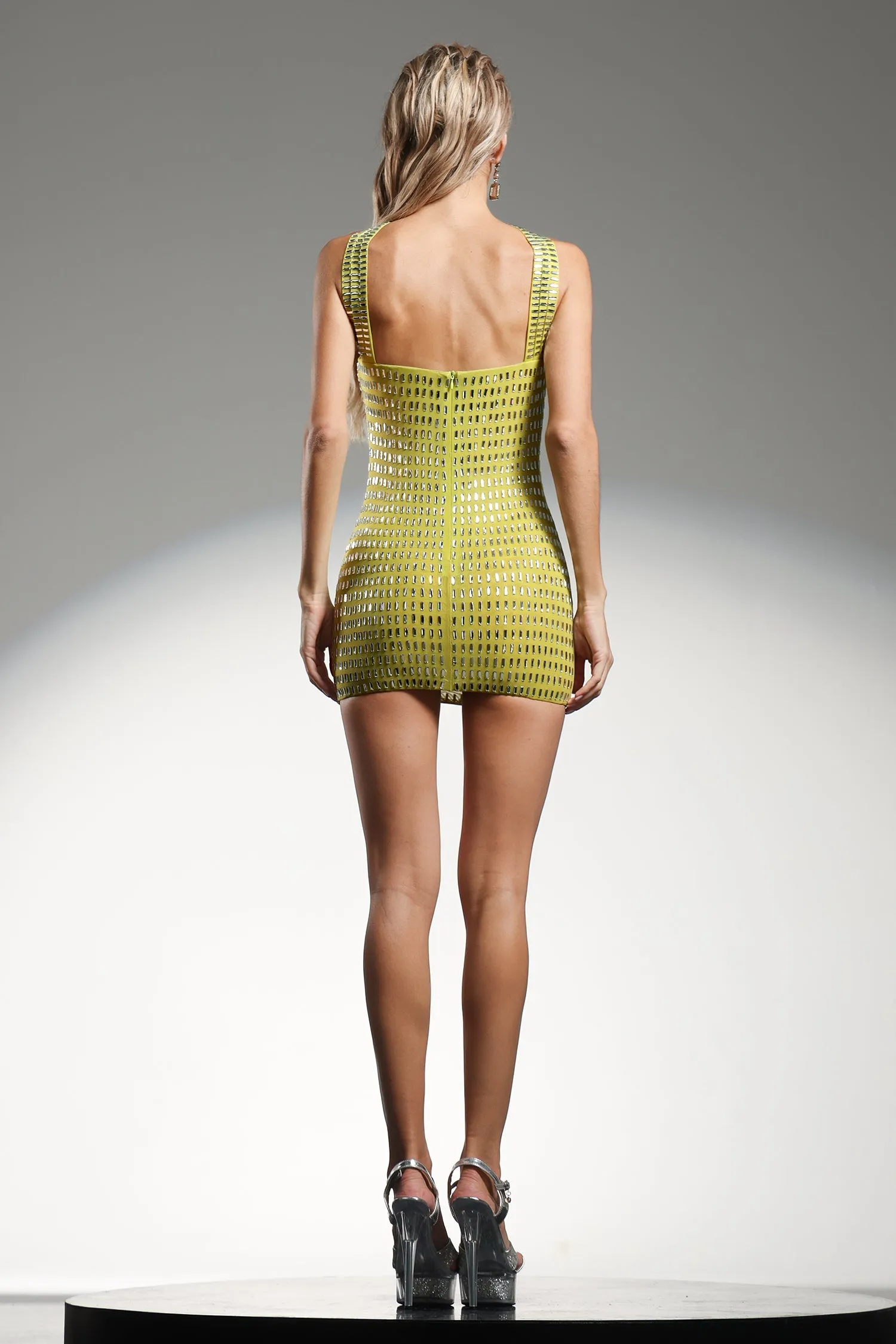 Mindi Halter Sleeveless Diamond Mini Dress by Bella Barnett sold by Goddiva product image thumbnail 2