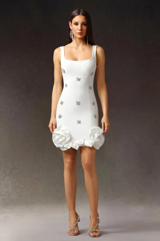 Nomi Sleeveless Diamond Flowers Mini Dress by Bella Barnett made by Bella Barnett