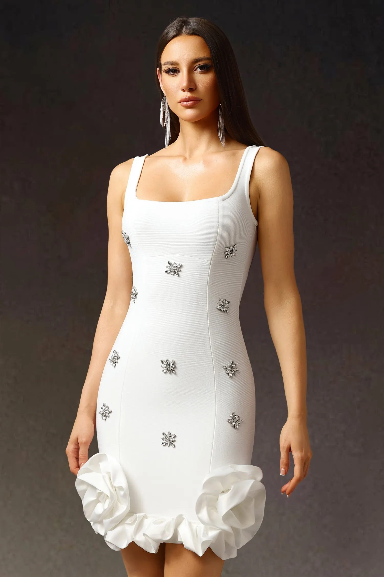 Nomi Sleeveless Diamond Flowers Mini Dress by Bella Barnett sold by Goddiva product image thumbnail 5
