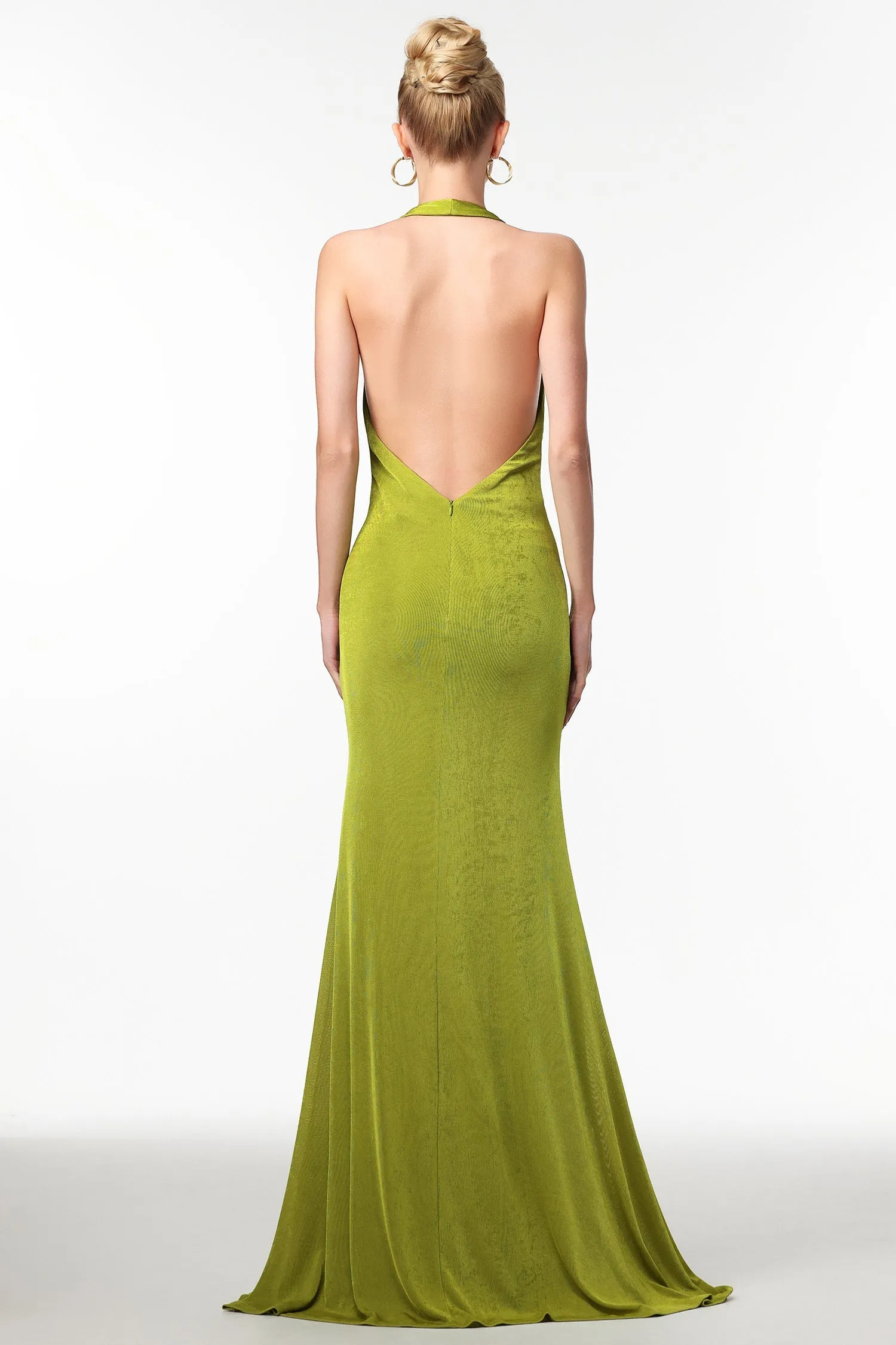 Jalila Sexy Contour V Neck Ruched Knot Slit Knit Maxi Dress by Bella Barnett sold by Goddiva product image thumbnail 2