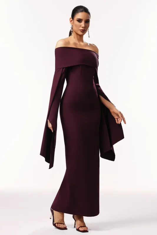 Zaria Off The Shoulder Long Sleeves Maxi Dress by Bella Barnett made by Bella Barnett
