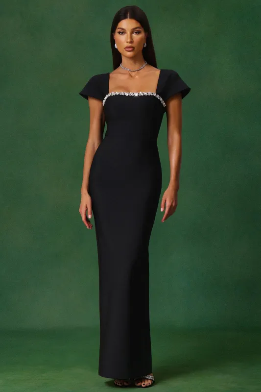 Romelle Short Sleeve Diamond Bandage Maxi Dress by Bella Barnett made by Bella Barnett