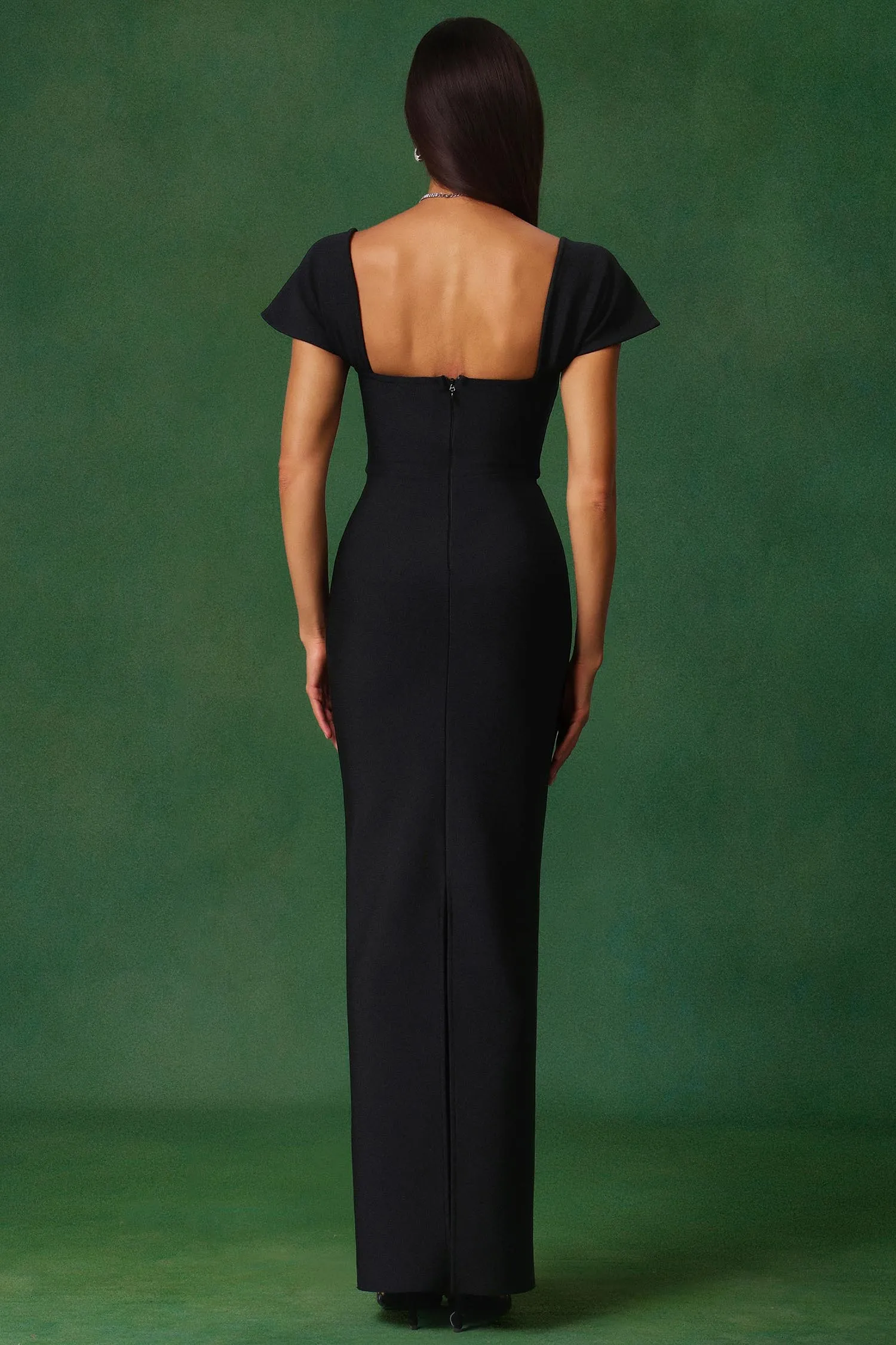 Romelle Short Sleeve Diamond Bandage Maxi Dress by Bella Barnett sold by Goddiva product image thumbnail 2