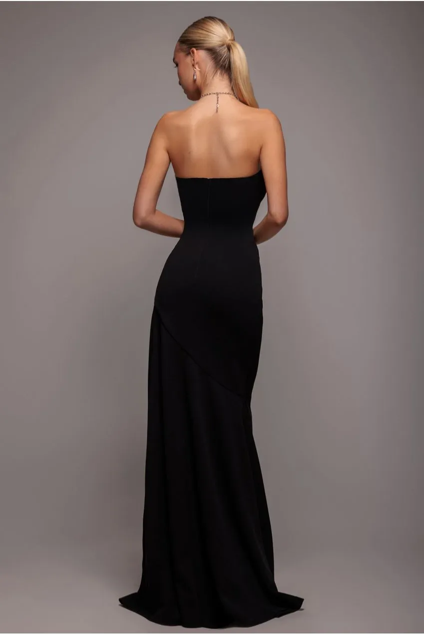 Scuba Crepe Bandeau Maxi With Diamante Necklace - Black by Goddiva sold by Goddiva product image thumbnail 2