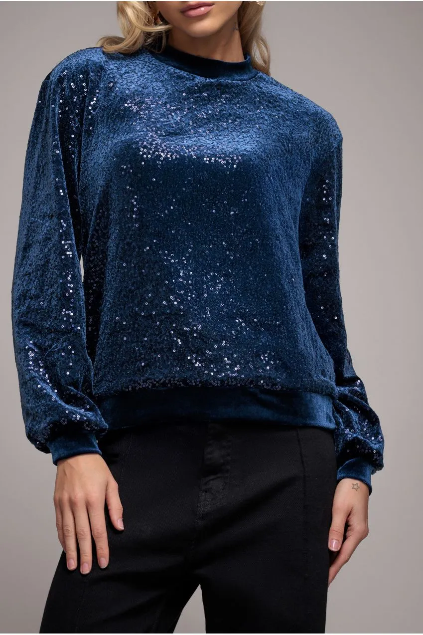 Sequin Velvet Jumper - Navy by Goddiva sold by Goddiva product image thumbnail 4