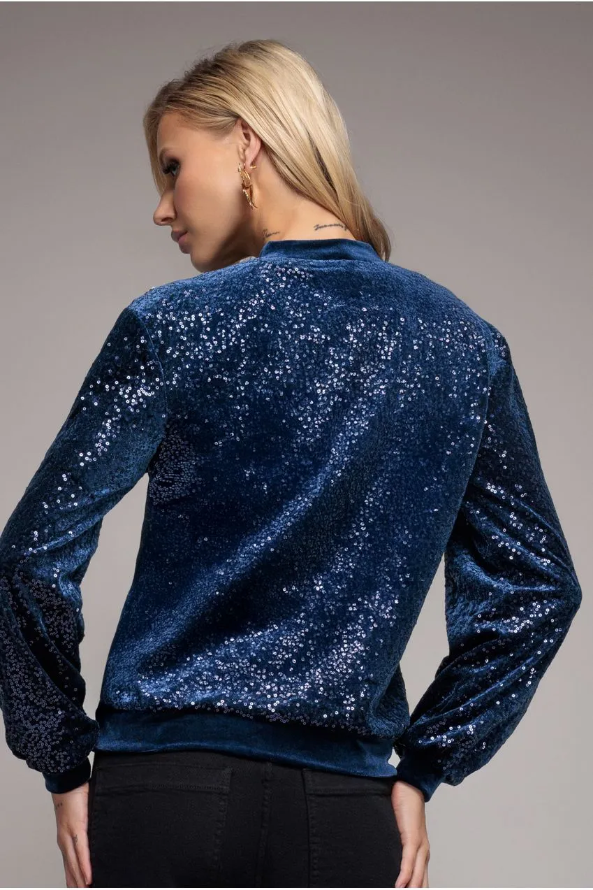 Sequin Velvet Jumper - Navy by Goddiva sold by Goddiva product image thumbnail 2