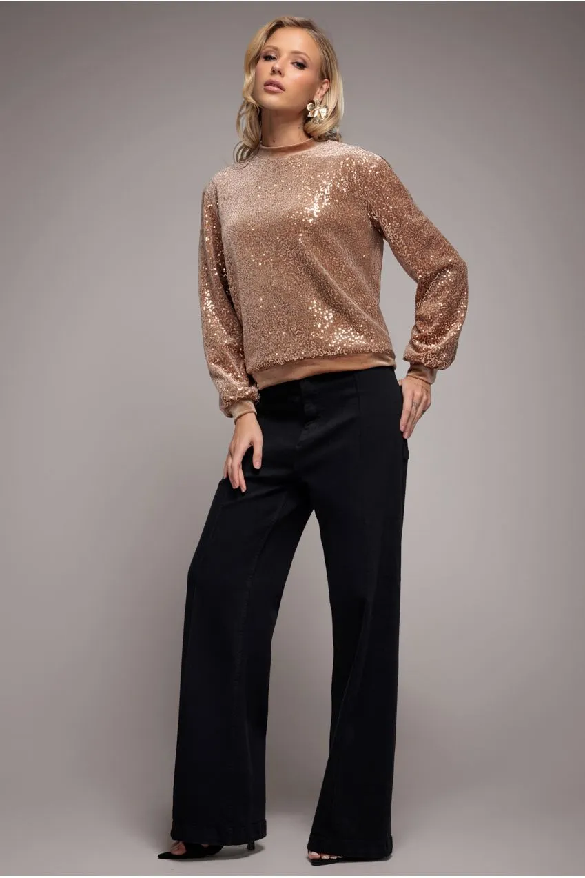 Sequin Velvet Jumper - Champagne by Goddiva sold by Goddiva product image thumbnail 3