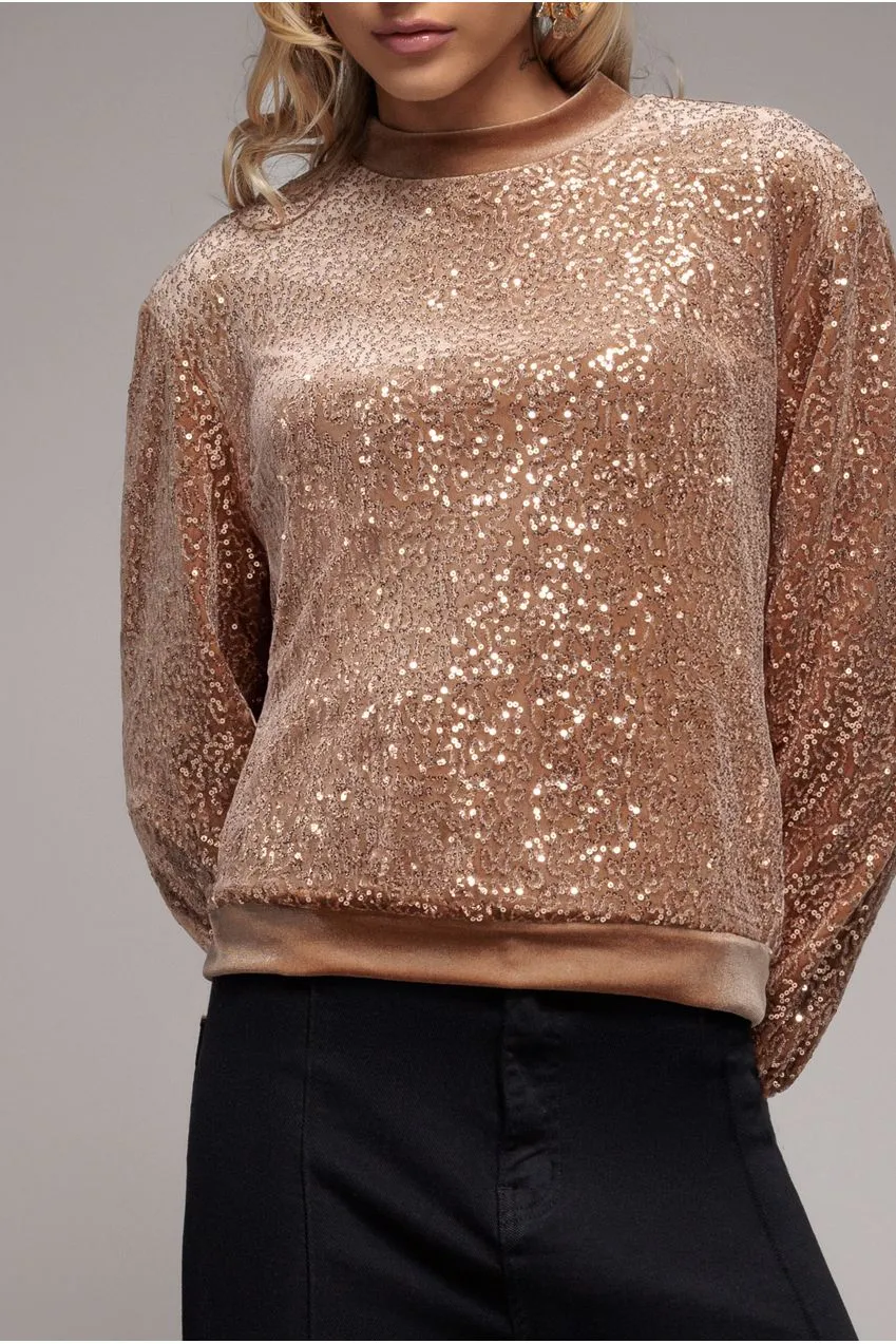 Sequin Velvet Jumper - Champagne by Goddiva sold by Goddiva product image thumbnail 4