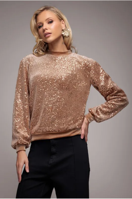 Sequin Velvet Jumper - Champagne by Goddiva made by Goddiva